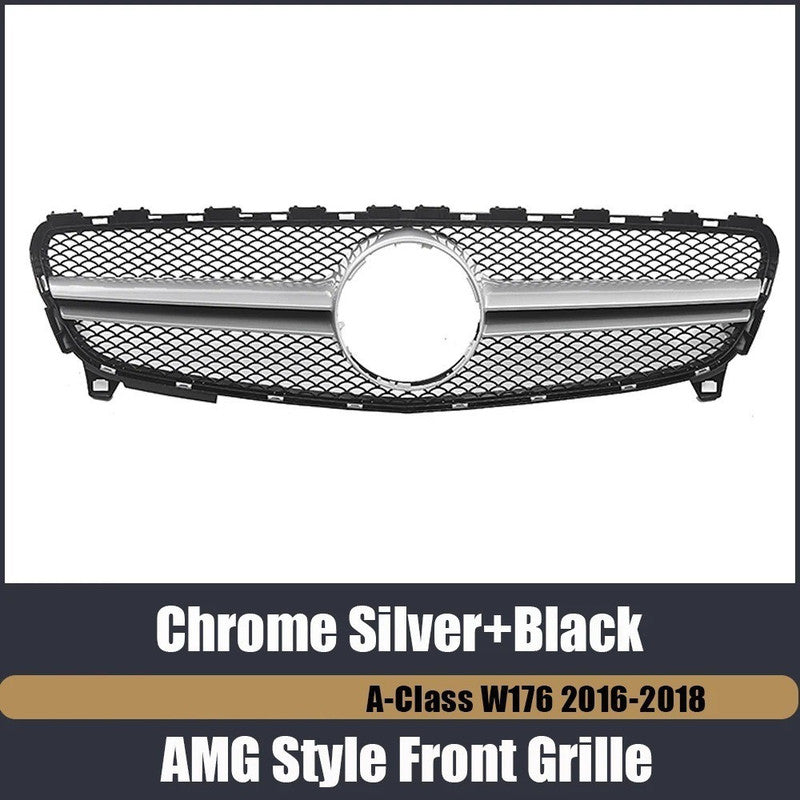 Car Craft Compatible With Mercedes Benz A Class W176 Lci 2016-2018 Front Bumper Amg Show Grill Amg Silver Usa GC
