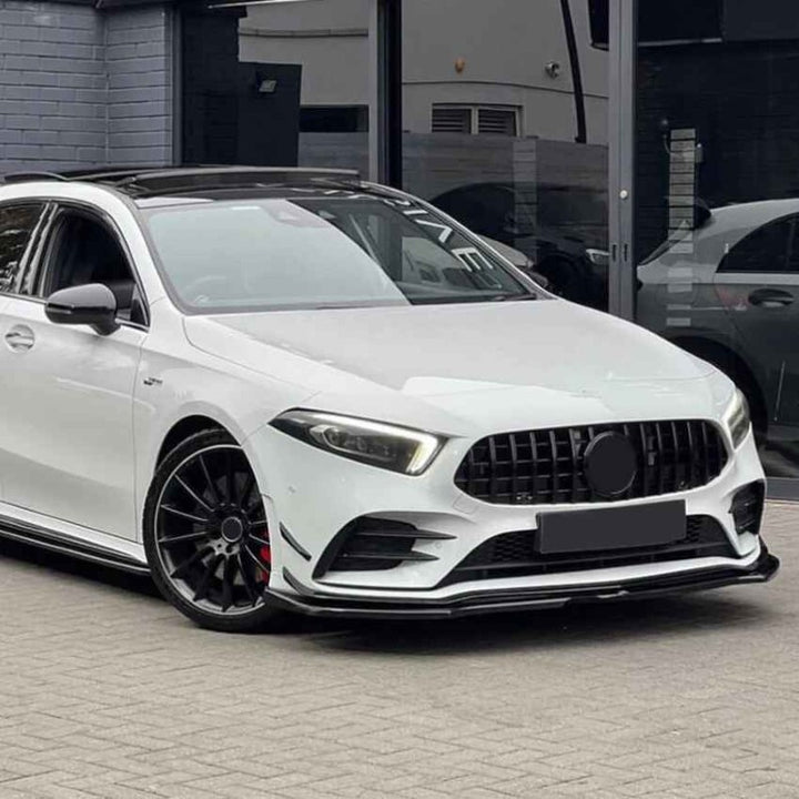 Car Craft Compatible With Mercedes Benz A Class W177 2018-2022 Hatchback Sedan Amg Line Front Bumper Lip Splitter Skirts Zst-446 Gb Glossy Black - CAR CRAFT INDIA