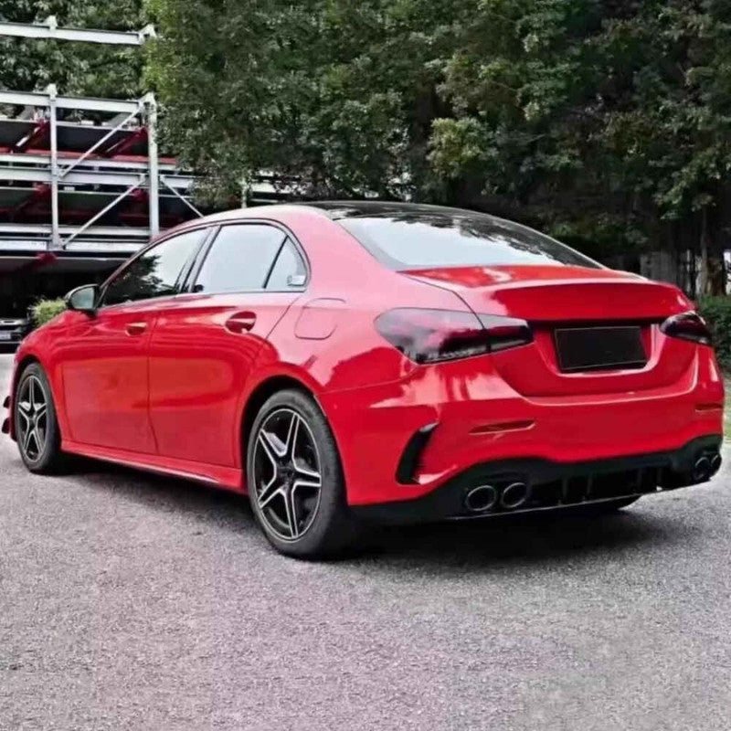 Car Craft Compatible With Mercedes Benz A Class W177 2018-2024 Front Rear Bumper Side Skirt Diffuser Exhaust Tip Upgrade Convert To Amg Amg45s Bumper Bodykit W177-017