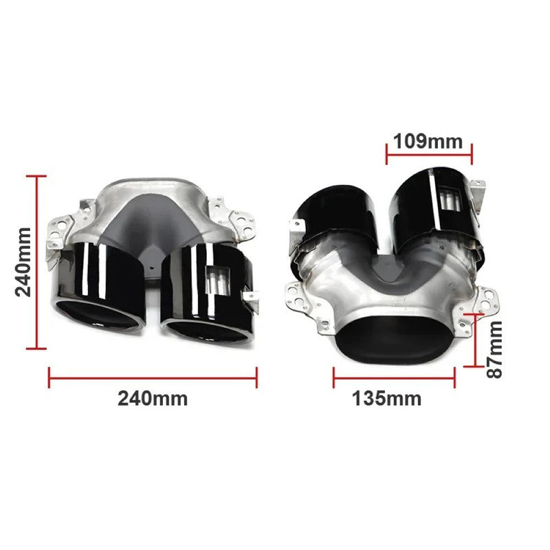 Car Craft Compatible With Mercedes Benz A Class W177 2018-2024 Rear Bumper Upgrade Convert To Amg Amg45 Exhaust Tip Pipe Dual Silver Chrome W177-013