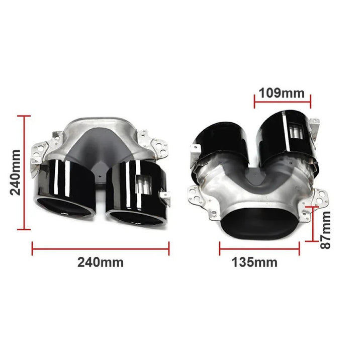 Car Craft Compatible With Mercedes Benz A Class W177 2018-2024 Rear Bumper Upgrade Convert To Amg Amg45 Exhaust Tip Pipe Dual Silver Chrome W177-013