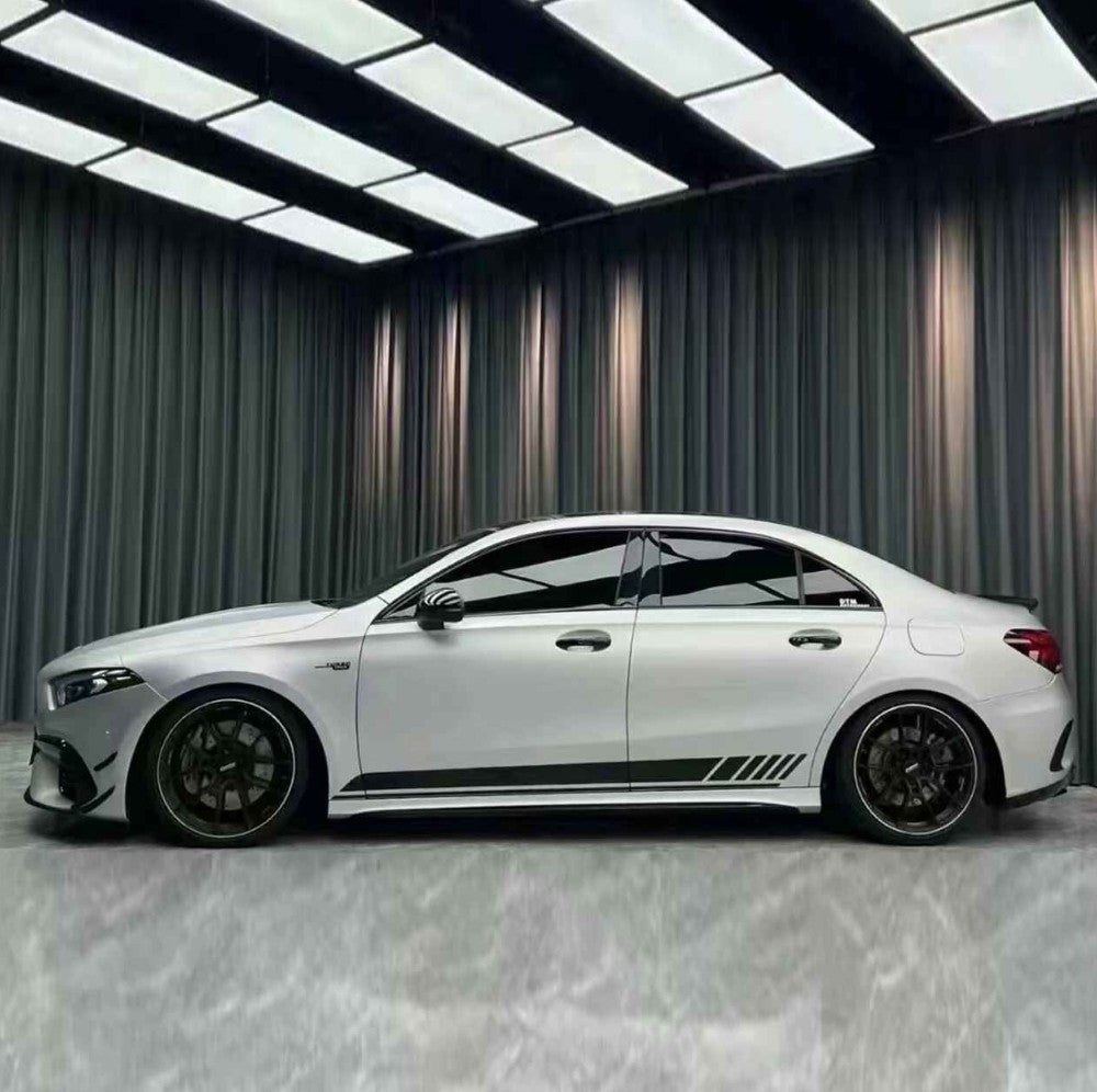 Car Craft Compatible With Mercedes Benz A Class W177 2018-2024 Side Skirt Splitter Running Board Upgrade Convert To Amg Amg45 Side Skirt For Sedan Short W177-006