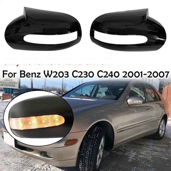 Car Craft Compatible With Mercedes Benz C Class W203 E Class W211 2001-2007 Side Rear View Case Wing Cap Shell Housing Mirror Covers 3m Tape Pasting Style Carbon Fiber Look CC-11555