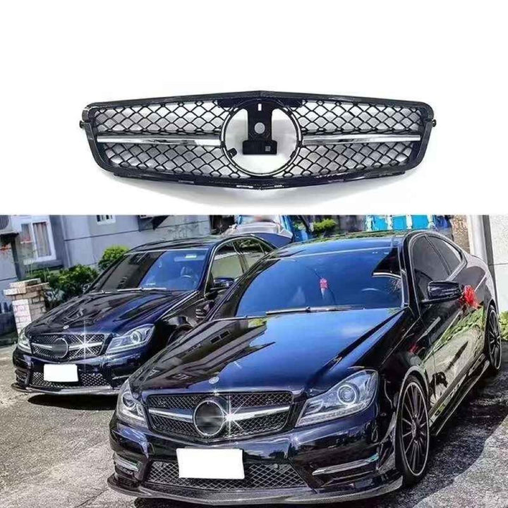 Car Craft Compatible With Mercedes Benz C Class W204 2007-2014 Upgrade Front Bumper Amg Show Grill Black Silver Gc W204-004