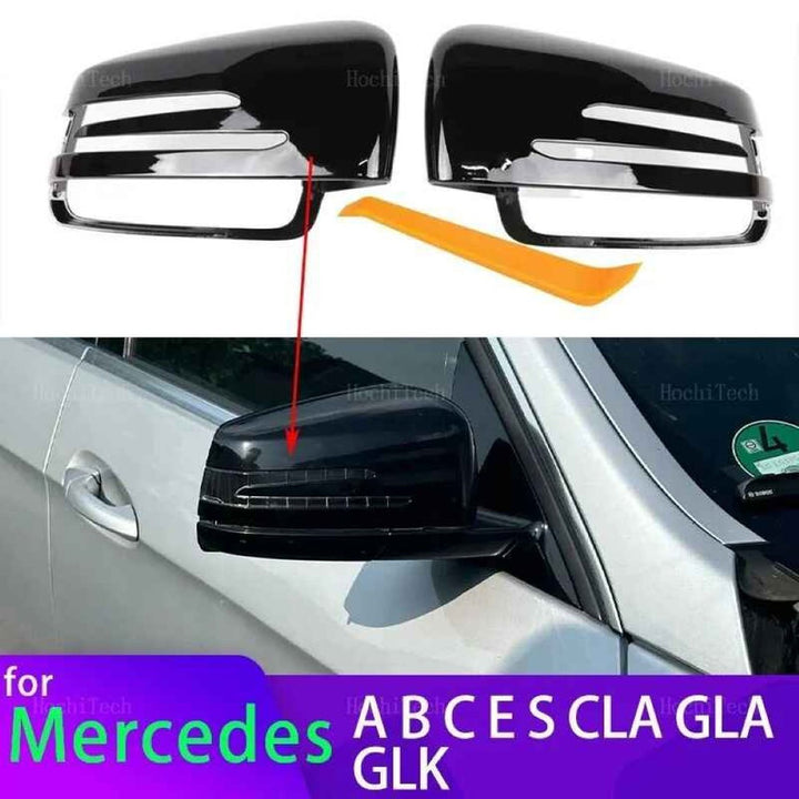 Car Craft Compatible With Mercedes A B C E S Cla Gla Class W176 W246 W204 W212 W221 W117 C117 W156 X156 2010-2018 Rear View Case Wing Cap Shell Housing Mirror Covers Replacement Style Glossy Black