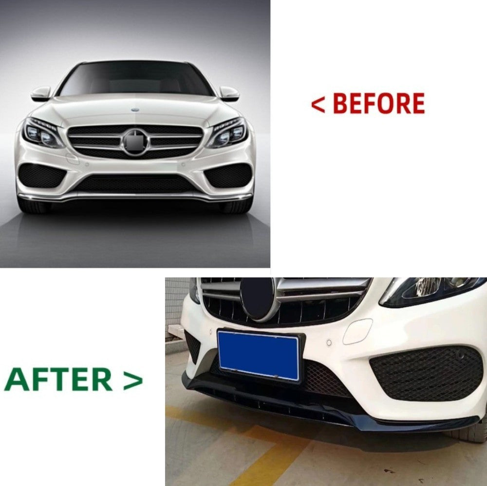Car Craft Compatible With Mercedes Benz C Class W205 C205 Coupe 2015-2021 Classic Standard Front Bumper Lip Splitter Skirts Carbon Fiber Look GC