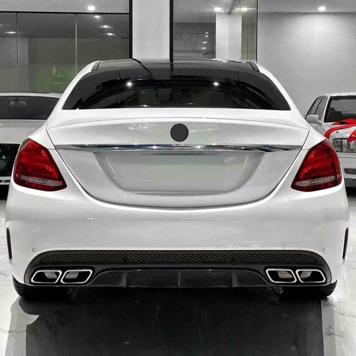 Car Craft Compatible With Mercedes Benz C Class W205 2015-2021 Amg Rear Bumper Upgrade Convert To Amg Amg C63 After Rear Lip Diffuser Silver Gc W205-019