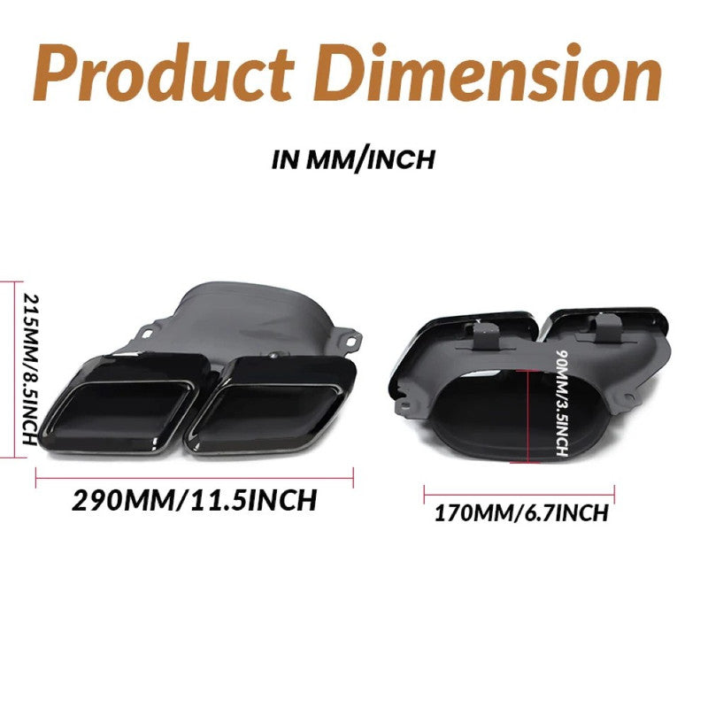 Car Craft Compatible With Mercedes Benz C Class W205 C205 Coupe 2015-2021 Rear Bumper Upgrade Convert To Amg Amg C63 Exhaust Tip Pipe Dual Black Gc W205-022