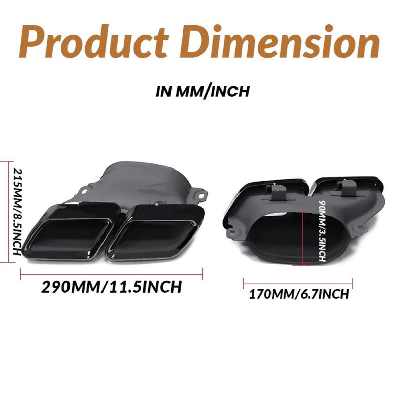 Car Craft Compatible With Mercedes Benz C Class W205 C205 Coupe 2015-2021 Rear Bumper Upgrade Convert To Amg Amg C63 Exhaust Tip Pipe Dual Chrome Silver Gc W205-021