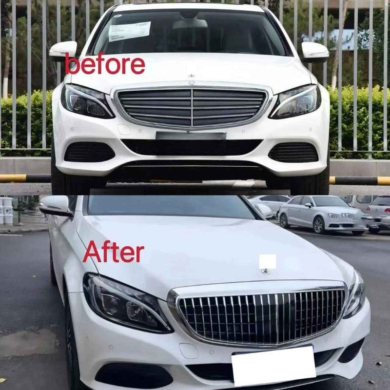 Car Craft Compatible With Mercedes Benz C Class W205 C205 Coupe 2015-2018 Upgrade Front Bumper Amg C63 Show Grill With Camera Hole Maybach Style Gc