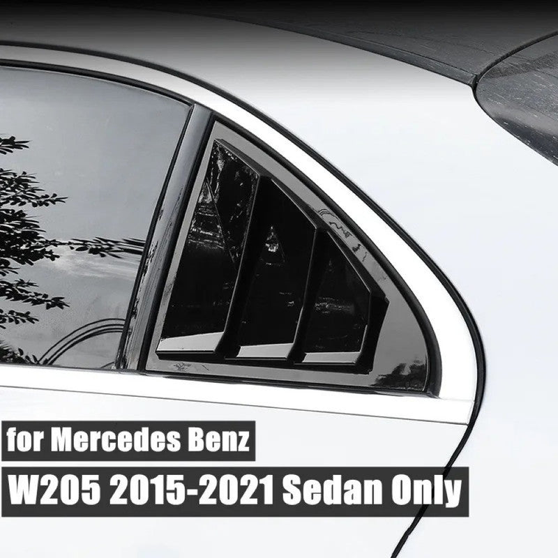 Car Craft Compatible With Mercedes Benz C Class W205 2015-2021 Car Rear Window Shutter Cover Louver Side Vent Trim Triangle Carbon Fiber Look