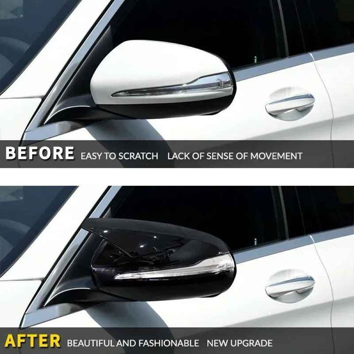 Car Craft Compatible With Mercedes C E S G Glc Class W205 14-21 W213 W238 16-21 W222 14-25 C253 W253 18-24 Rear View Case Wing Cap Shell Housing Mirror Covers 3m Tape Pasting Style Glossy Black