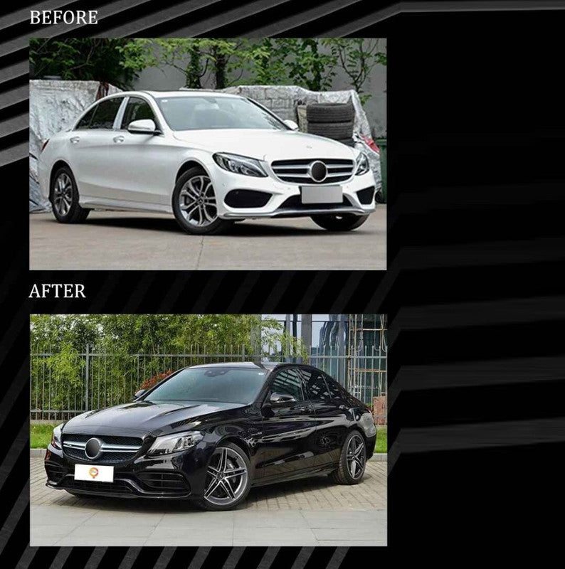 Car Craft Compatible With Mercedes Benz C Class W205 2015-2021 Side Skirt Splitter Running Board Upgrade Convert To Amg Amg C63 Side Skirt Gc W205-018