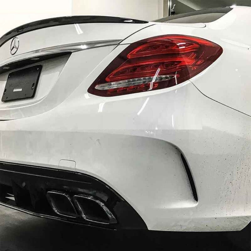 Car Craft Compatible With Mercedes Benz C Class W205 2015-2021 Rear Trunk Wing Boot Lip Skirts Spoiler Amg Style Glossy Black GC W205-035/036 Gb
