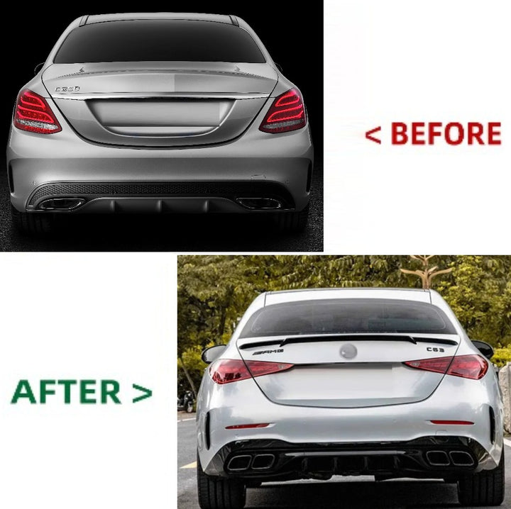 Car Craft Compatible With Mercedes Benz C Class W205 2015-2022 To W206 C63 2023 Amg Upgrade Facelift Conversion Bodykit Bumper Hood Headlight Taillight NON CUT CC-6431 - CAR CRAFT INDIA