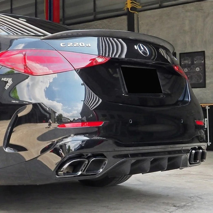 Car Craft Compatible With Mercedes Benz C Class W206 2022-2025 Rear Bumper Upgrade Convert To Amg Amg C63 Exhaust Tip Pipe Dual Chrome Silver Gc W206-006 Sl