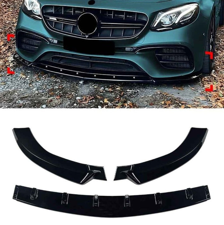 Car Craft Compatible With Mercedes Benz E Class W213 2016-2020 E63 Amg Front Bumper Lip Splitter Skirts Zst-1136 Gb Glossy Black
