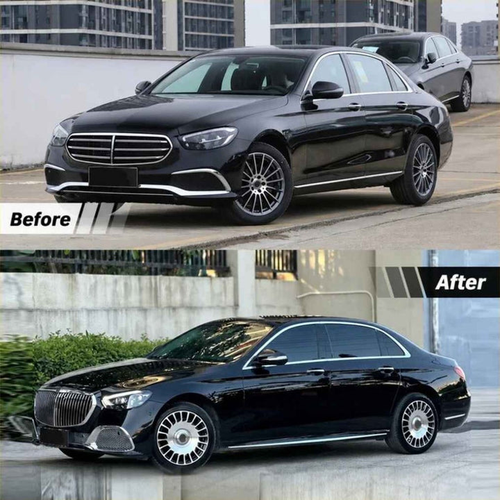 Car Craft Compatible With Mercedes Benz E Class W213 Lci 2021-2023 Upgrade Facelift Convert To Maybach Bodykit Front Bumper Gril Trim Skirt Gc W213 C238-048