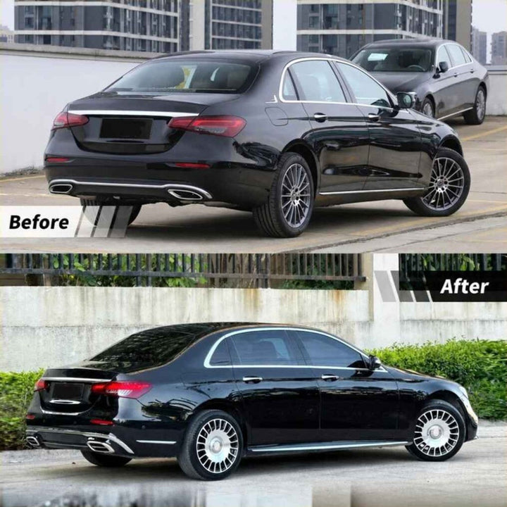 Car Craft Compatible With Mercedes Benz E Class W213 Lci 2021-2023 Upgrade Facelift Convert To Maybach Bodykit Rear Bumper Exhaust Pipe Tip Diffsuer Trim Gc W213-049