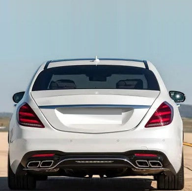 Car Craft Compatible With Mercedes Benz S Class W222 Lci 2018-2020 Upgrade Convert To S Class S63amg Amg63 S63 S65 Amg Rear After Bumper Exhaust Tip Pipe Trim Black