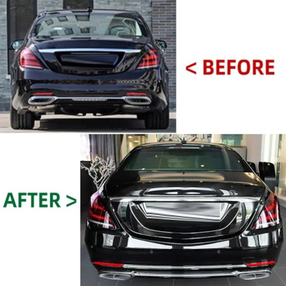 Car Craft Compatible With Mercedes Benz S Class W222 Lci 2018-2020 Upgrade Convert To S Class Maybach Mhb Rear Bumper Bodykit Splitter Trim Exhaust Pipe Tip Gc W222-006