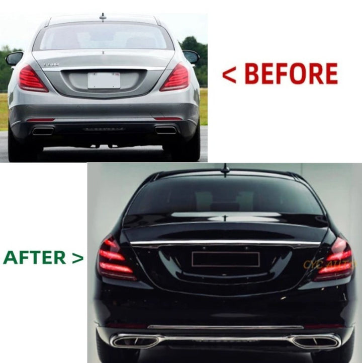 Car Craft Compatible With Mercedes Benz S Class W222 Lci 2018-2020 Upgrade Convert To S Class Maybach Mhb Front Rear Bumper Bodykit Diffuser Exhaust Pipe Tip Grill Skirt Splitter Trim Gc W222-005,006