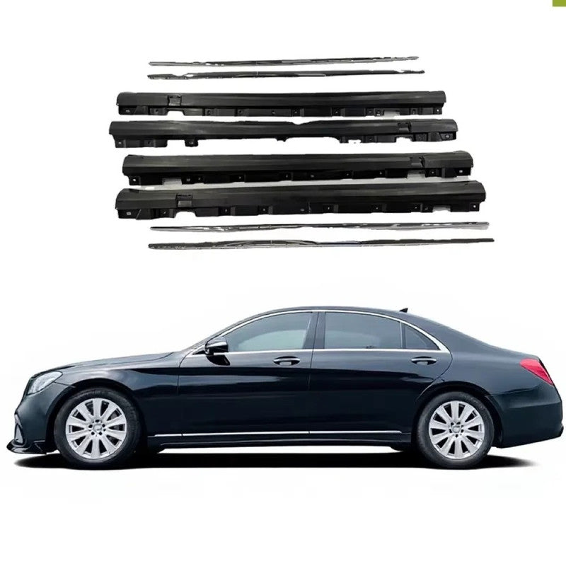 Car Craft Compatible With Mercedes Benz S Class W222 Lci 2018-2020 Upgrade Convert To S Class S63amg Amg63 S63 S65 S450 Amg Maybach Side Skirt Splitter Running Board Gc W222-013 Long