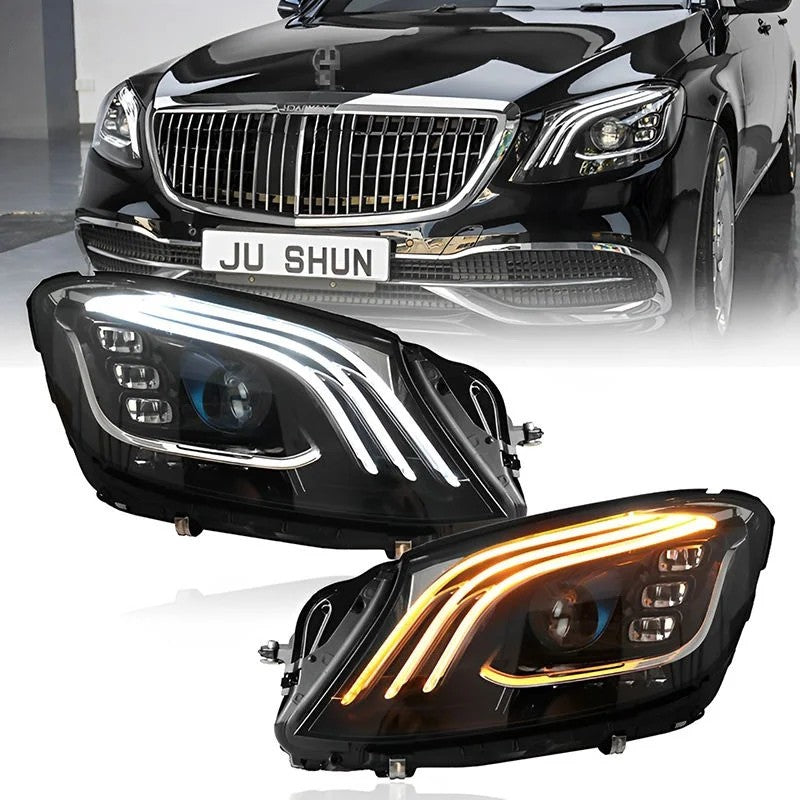 Car Craft Compatible With Mercedes Benz S Class W222 2014-2019 Car Front Upgraded Head Light Lamp Xenon Headlight Retrofit Upgrade Modified Led Drl Hid Light Maybach Style Shy - CAR CRAFT INDIA