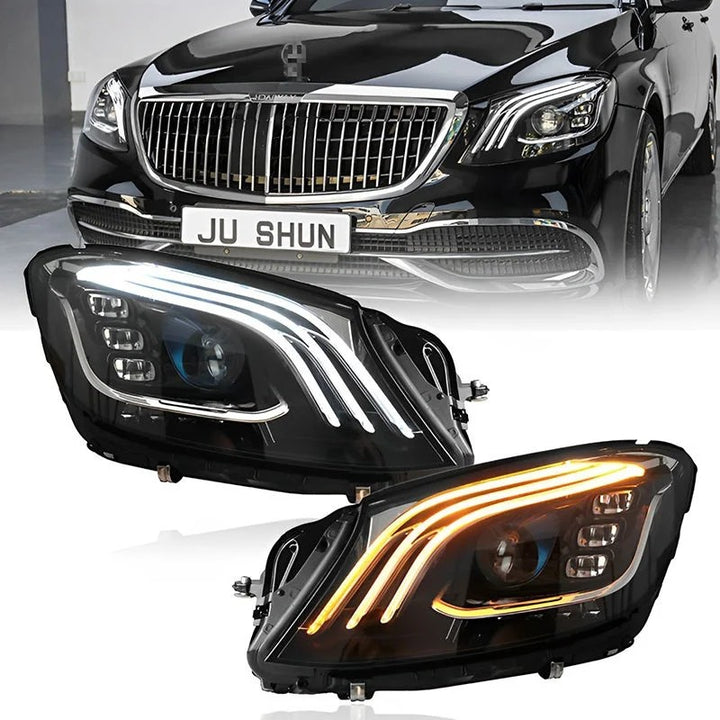 Car Craft Compatible With Mercedes Benz S Class W222 2014-2019 Car Front Upgraded Head Light Lamp Xenon Headlight Retrofit Upgrade Modified Led Drl Hid Light Maybach Style Shy - CAR CRAFT INDIA