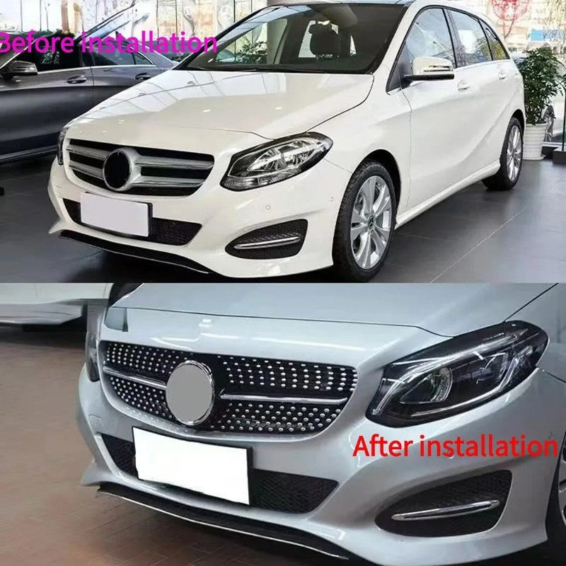 Car Craft Compatible With Mercedes Benz B Class W246 2015-20018 Front Bumper Show Grill Amg Diamond Black
