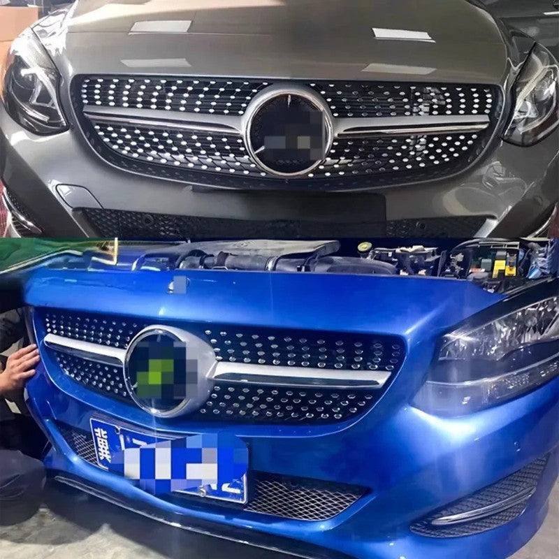 Car Craft Compatible With Mercedes Benz B Class W246 2015-20018 Front Bumper Show Grill Amg Diamond Silver