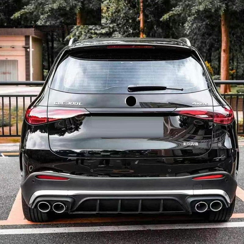 Car Craft Compatible With Mercedes Benz Glc W254 2023-2026 Upgrade Facelift Convert To Glc43 Amg Bodykit Rear Bumper Skirt Diffuser Rear After Lip Silver Gc W254-009