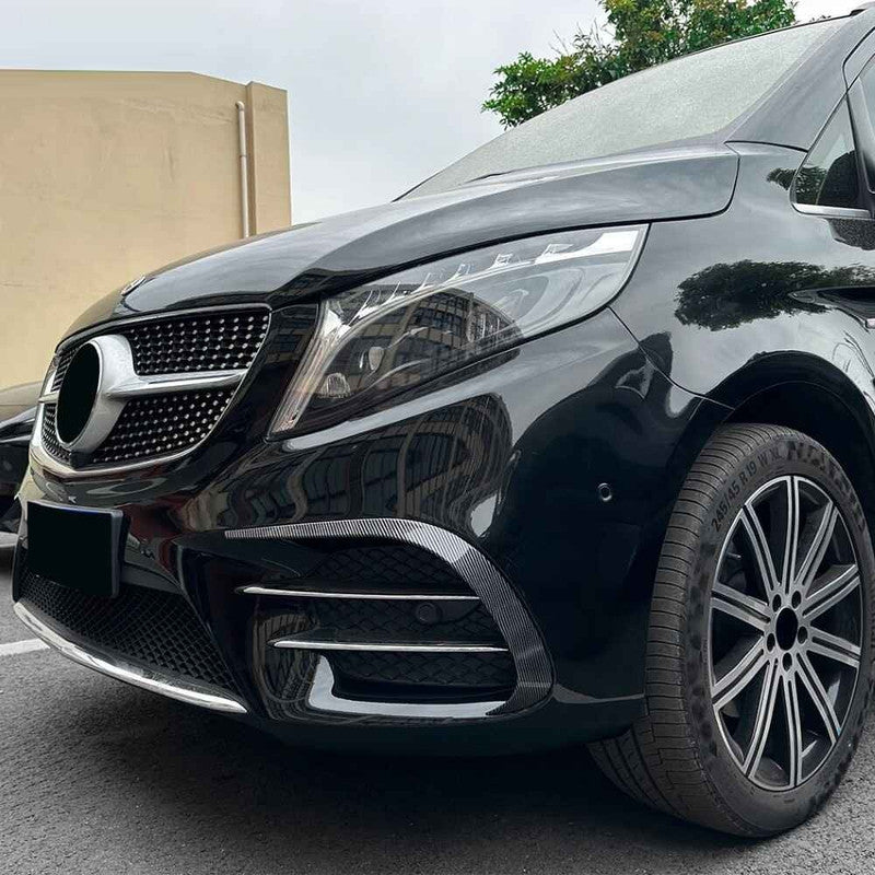 Car Craft Compatible With Mercedes Benz V Class W447 2016-2023 Amg Rear After Bumper Lip Splitter Skirts Canards Zst-1032 Gb Glossy Black