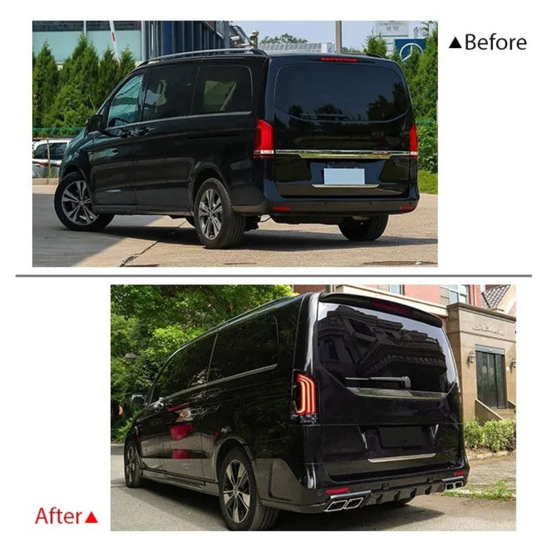 Car Craft Compatible With Mercedes Benz V Class Vito W447 2016-2024 Upgrade Facelift Convert To V300 Amg Bodykit Front Rear Bumper Headlight Taillight Lamp Splitter Trim B117