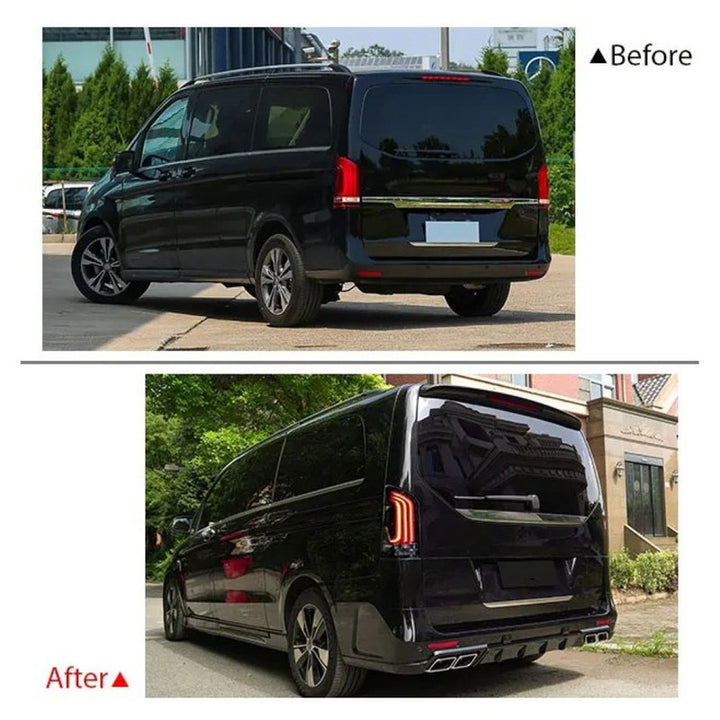 Car Craft Compatible With Mercedes Benz V Class Vito W447 2016-2024 Upgrade Facelift Convert To V300 Amg Bodykit Front Rear Bumper Headlight Taillight Lamp Splitter Trim B117