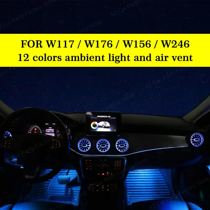 Car Craft Compatible With Mercedes Benz A Class W176 B Class W246 Cla W117 Gla W156 Class 2013-2018 Ambient Ambiance Led Light Vents Speaker Decorative Interior Kit Atmosphere Lamp Air Ac Vent Turbine 28 In 1 Set Symphony