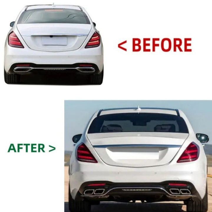 Car Craft Compatible With Mercedes Benz S Class W222 Lci 2018-2020 Upgrade Convert To S Class S63amg Amg63 S63 S65 Amg Rear After Bumper Lip Splitter Diffuser Trim