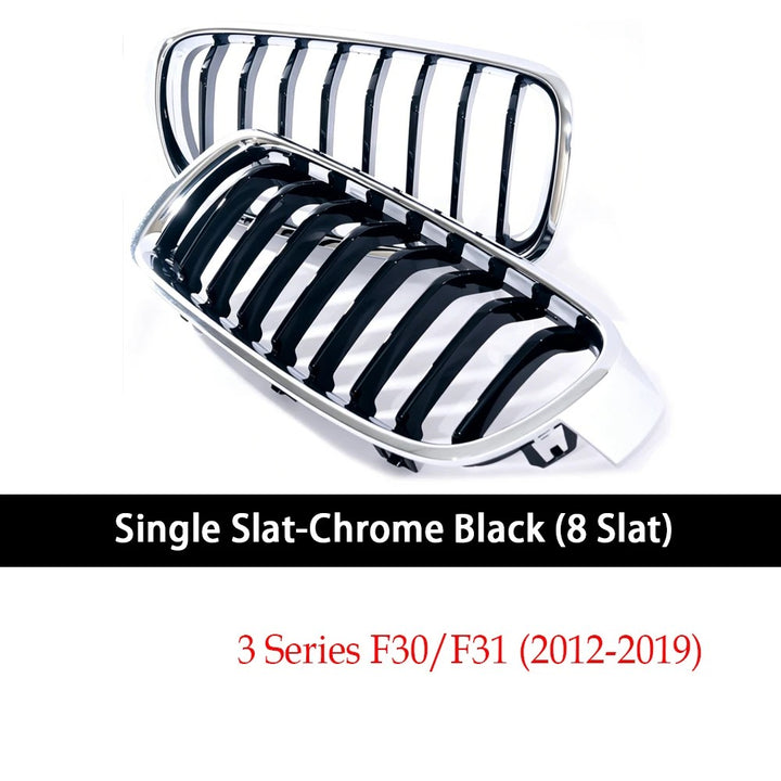 Car Craft Compatible With Bmw 3 Series F30 2012-2018 Front Bumper Grill Single Line Glossy Black Chrome