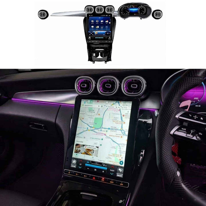 Car Craft Compatible With Mercedes V C Class Glc W253 W205 W447 Digital Android Multimedia Infotainment Player Cluster Speedomeeter With Ambient Ac Air Vent Light Grill Carplay 4gb+64gb Ntg 6.0
