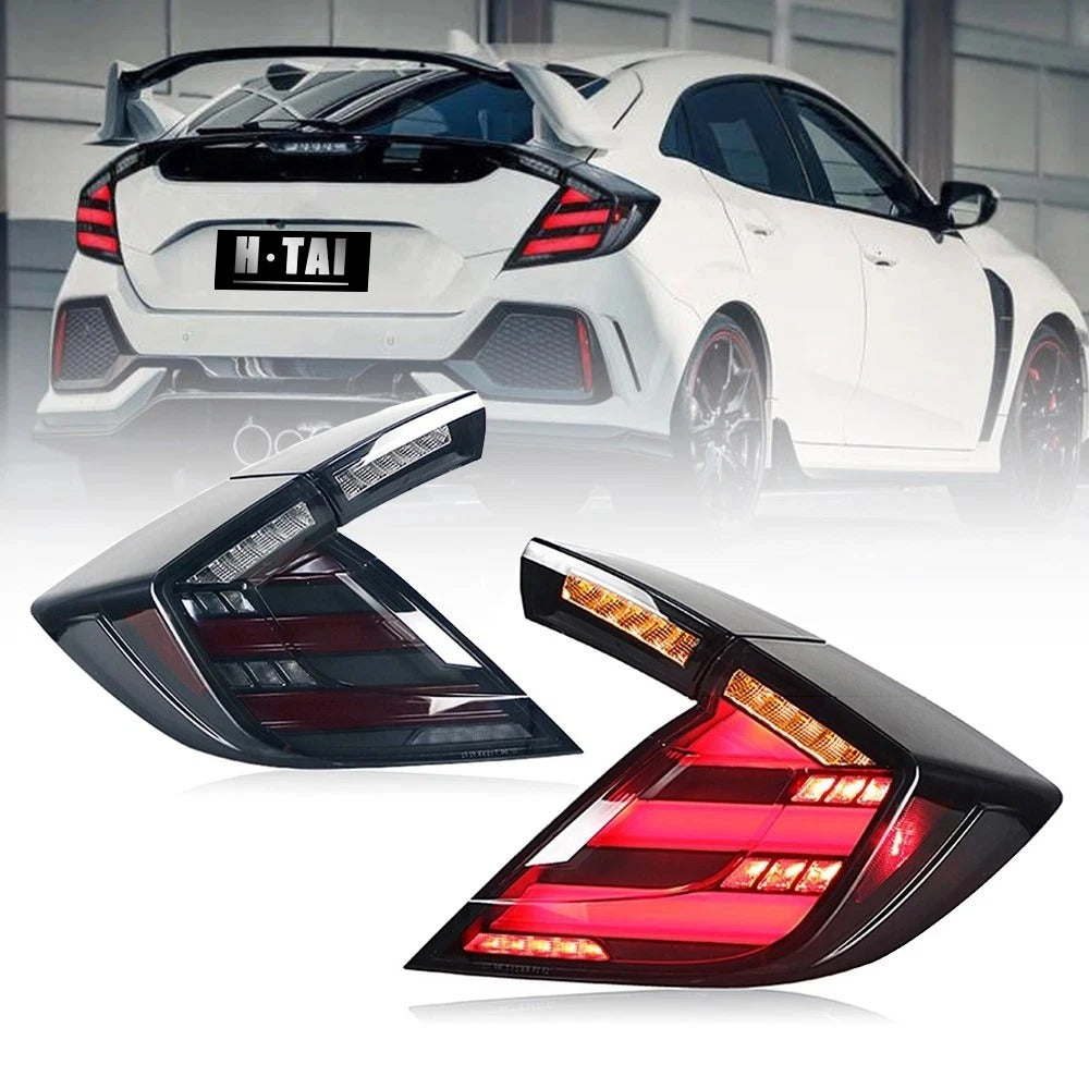 Car Craft Compatible With Honda Civic 10th Gen 2016-2020 Car Rear Upgraded Tail Light Taillight Lamp Xenon Taillight Retrofit Upgrade Modified Led Drl Hid Matrix Style Smoke