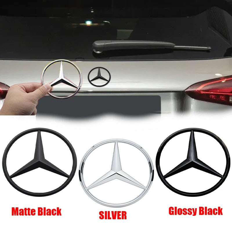 Car Craft Compatible With Mercedes A B C E S Class Ml Gl Gle Gls Cla Gla Glc Slk Grill Letter Logo Badge Emblem Sticker Rear Trunk Logo 90mm Chrome