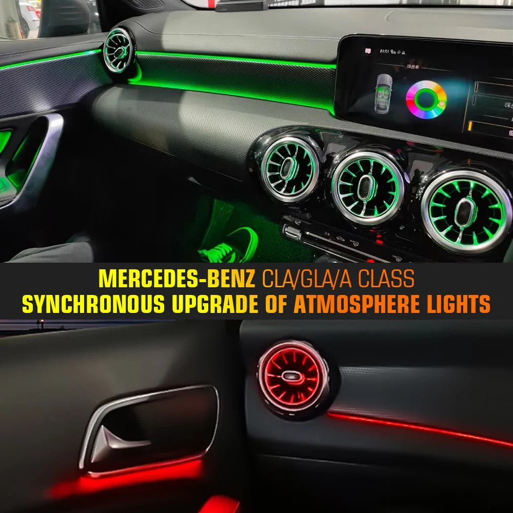 Car Craft Compatible With Mercedes Benz A Class W176 B Class W246 Cla W117 Gla W156 Class 2013-2018 Ambient Ambiance Led Light Vents Speaker Decorative Interior Kit Atmosphere Lamp Air Ac Vent Turbine 28 In 1 Set Symphony
