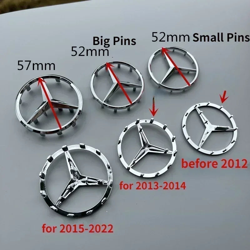 Car Craft Compatible With Mercedes A B C E S Class Ml Gl Gle Gls Cla Gla Glc Slk Grill Letter Logo Badge Emblem Sticker Steering Wheel 52mm Big Pins