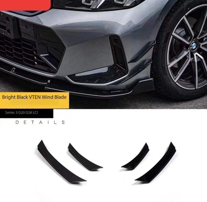 Car Craft Compatible With Bmw 3 Series G20 G28 Lci 2023-2026 M Sport M340i Front Bumper Lip Splitter Skirts Trim Canards Air Knife V Ten Vten Style - CAR CRAFT INDIA