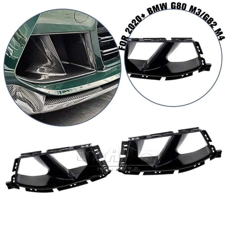 Car Craft Compatible With Bmw 3 Series G80 G82 2020+ M3 M4 Front Bumper Lip Splitter Skirts Fog Lamp Air Vent Trim Cover Ar-bm-0251 Cf Carbon Fiber Look - CAR CRAFT INDIA