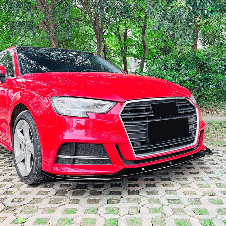 Car Craft Compatible With Audi A3 8v Facelift S Line 2017-2020 Front Bumper Lip Skirt Splitter Spoiler Zst-985 Glossy Black