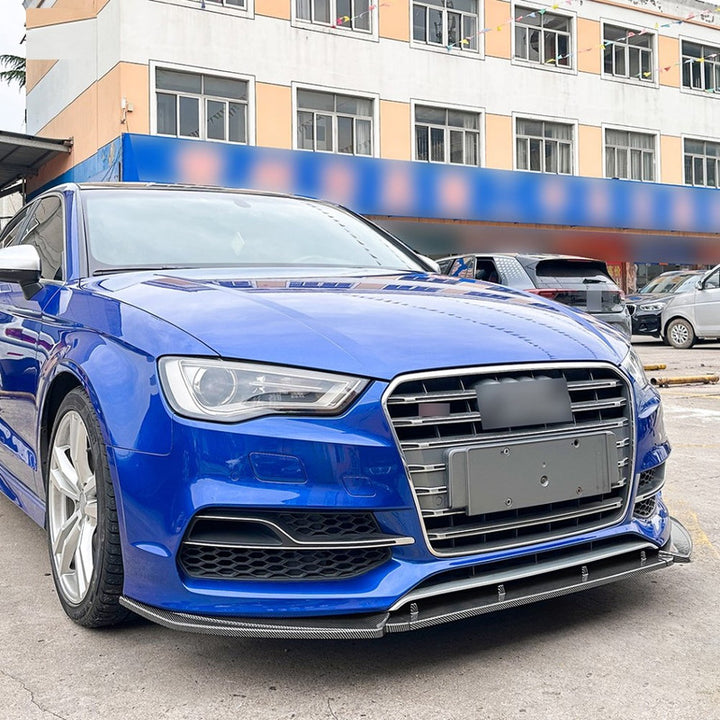 Car Craft Compatible With Audi A3 2013-2016 S3 Front Bumper Lip Splitter Diffuser Skirst Flag Canard Carbon Fiber Look Zst-718 Cf