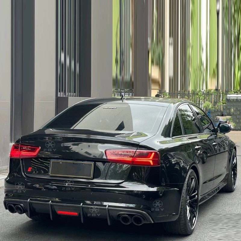 Car Craft Compatible With Audi A6 C6 2012-2015 Rear Bumper Lip Diffuser Skirts Real Carbon Fiber Non-sline Car CC- - CAR CRAFT INDIA