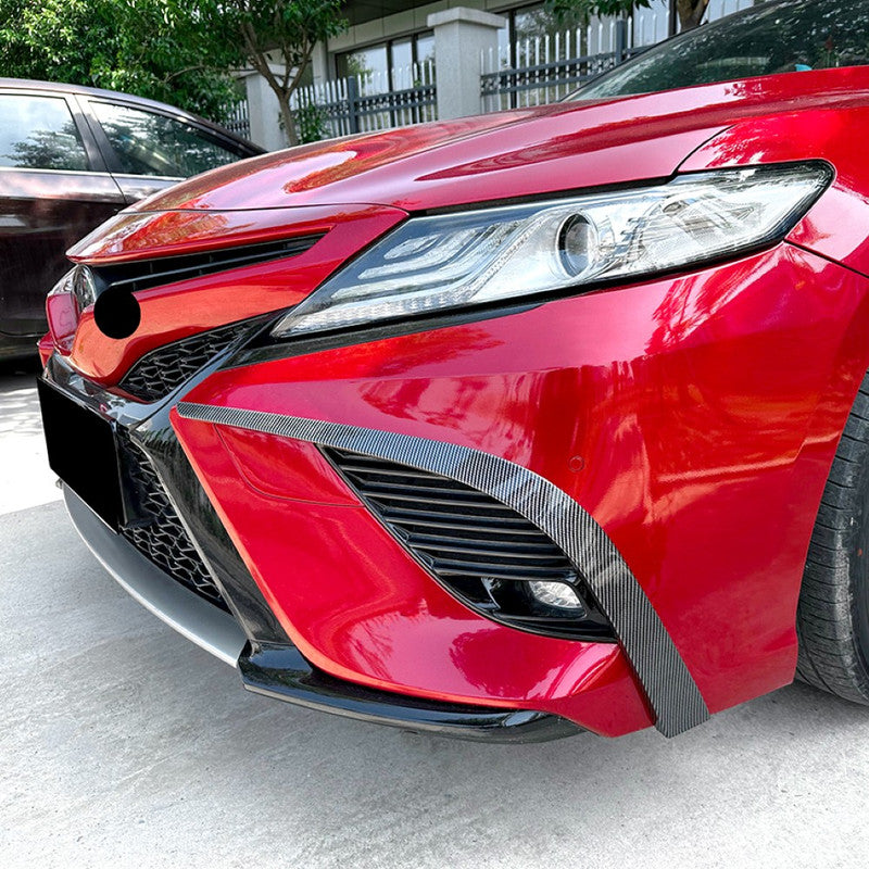 Car Craft Compatible With Toyota Camry 2018+2024 Front Bumper Fog Splitter Skirst Canard Flag Carbon Fiber Look Zst-451 Cf USA