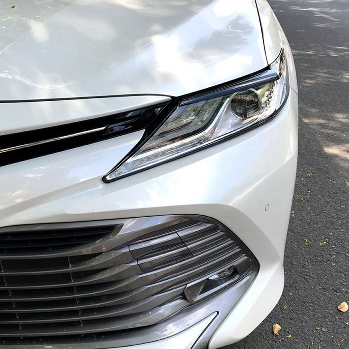 Car Craft Compatible With Toyota Camry 2018+2024 Front Bumper Headlight Light Eyebrows Eyelid Splitter Skirst Canard Carbon Fiber Look Zst-132 Cf USA